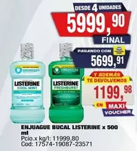 Listerine - ENJUAGUE BUCAL LISTERINE x 500 ml