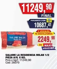 Milán - SALAME MILAN 1/2 PIEZA A/V. X KG.