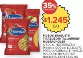 Matarazzo - FIDEOS SPAGUETI TIRABUZÓN/TALLARINES/MOSTACOLES