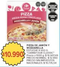 Cavic - PIZZA DE JAMÓN Y MOZZARELLA