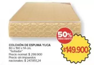 X$ - COLCHÓN DE ESPUMA YUCA 80 x 190 x 14 cm