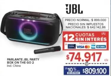 JBL - PARLANTE PARTY BOX ON THE GO 2