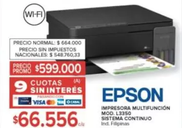 Epson - IMPRESORA MULTIFUNCION MOD. L3350 SISTEMA CONTINUO