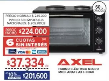 Axel - HORNO ELÉCTRICO NEGRO