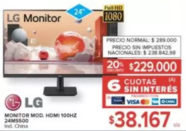 LG - Monitor Mod. HDMI 100Hz 24MS500