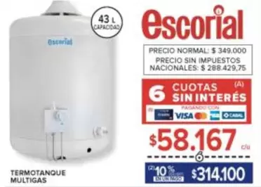 Escorial - TERMOTANQUE MULTIGAS