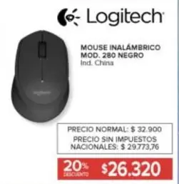 Logitech - MOUSE INALÁMBRICO MOD. 280 NEGRO