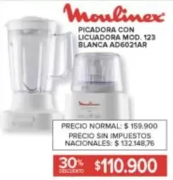 Moulinex - PICADORA CON LICUADORA MOD. 123 BLANCA AD6021AR