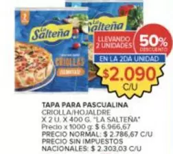 La Salteña - TAPA PARA PASCUALINA CRIOLLA/HOJALDRE