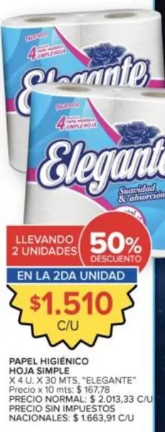 Elegante - PAPEL HIGIÉNICO HOJA SIMPLE