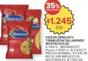 Matarazzo - FIDEOS SPAGUETI/ TIRABUZÓN/ TALLARINES/ MOSTACHOLES