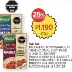 Knorr - SALSA PIZZA/FILETO/POMAROLA/TRADICIONAL DOY PACK
