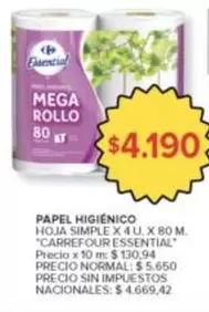 Carrefour - PAPEL HIGIÉNICO HOJA SIMPLE