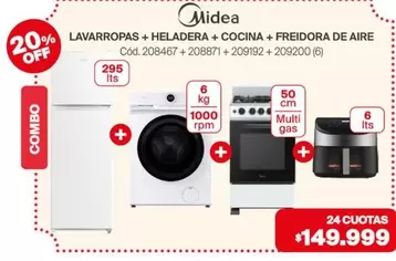 Midea - LAVARROPAS + HELADERA + COCINA + FREIDORA DE AIRE Cód.208467+208871+209192+209200 (6)