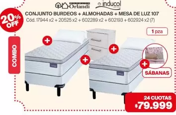 Off - CONJUNTO BURDEOS + ALMOHADAS + MESA DE LUZ 107 Cód.17944 x2 + 20525 x2 + 602289 x2 + 602193 + 602924 x2 (7)