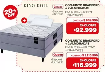 King Koil - CONJUNTO BRADFORD + 2 ALMOHADAS Cód. 603027 + 603274 + 602289x2 (5)