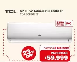 TCL - SPLIT "A"*TACA-3350FCSD/EL5 Cód: 208962 (2)