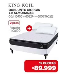 King Koil - CONJUNTO GIORGIA + 2 ALMOHADAS Cód. 16405 + 603274 + 600215x2 (3)