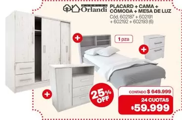 Orlandi - PLACARD + CAMA + CÓMODA + MESA DE LUZ Cód. 602187 + 602191 + 602192 + 602193 (5)