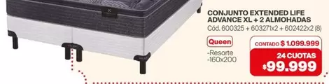 XL - CONJUNTO EXTENDED LIFE ADVANCE + 2 ALMOHADAS Cód. 600325 + 603279x2 + 602422x2(B)