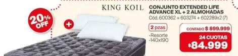 King Koil - CONJUNTO EXTENDED LIFE ADVANCE XL + 2 ALMOHADAS Cód. 600082 + 603274 + 602289x2 (7)