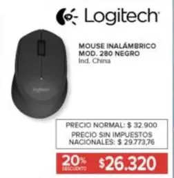 Logitech - MOUSE INALÁMBRICO MOD. 280 NEGRO