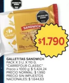 Carrefour - GALLETITAS SANDWICH