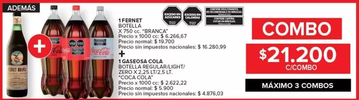 Coca cola - FERNET BRANCA + GASEOSA COLA ZERO