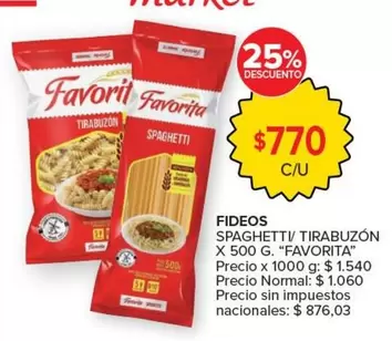 Favorita - FIDEOS SPAGHETTI/ TIRABUZÓN
