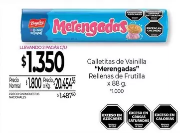 Bagley - Galletitas de Vainilla "Merengadas" Rellenas de Frutilla
