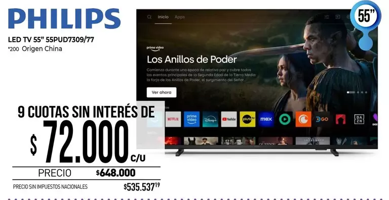 Philips - LED TV 55" 55PUQ7309/77
