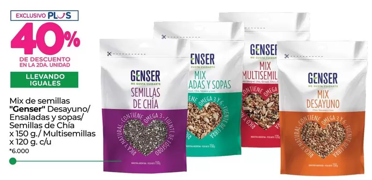 Genser - Mix de semillas "" Desayuno/ Ensaladas y sopas/ Semillas de Chia x 150 g./ Multisemillas x 120 g. c/u