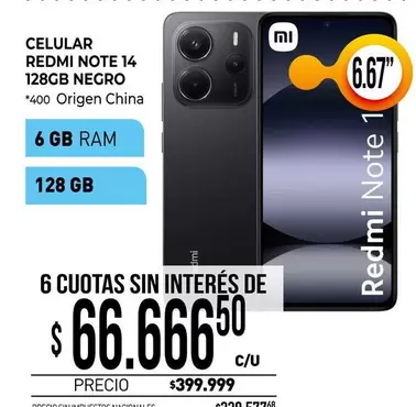 Negro - CELULAR REDMI NOTE 14 128GB NEGRO