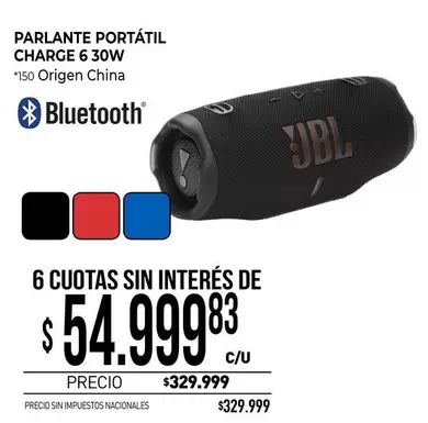 JBL - PARLANTE PORTÁTIL CHARGE 6 30W