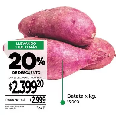 X$ - Batata x kg.