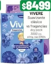 Vivere - Suavizante cl
uevo sico vs fragancias doy pack 3000 cc. s/imp. nac:$7024