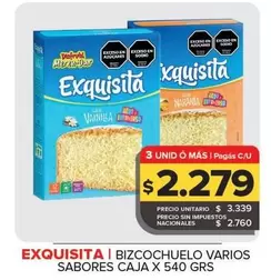 Exquisita - BIZCOCOHUELO VARIOS SABORES