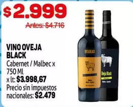 Malbec - VINO OVEJA BLACK Cabernet /