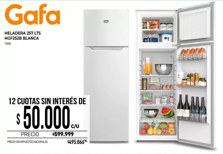 Gafa - Heladera 257 LTS HGF252B BLANCA
