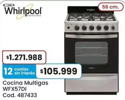 Whirlpool - Cocina Multigas WFX57DI Cod. 487433