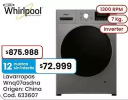 Whirlpool - Lavarropas Wnq07asdna