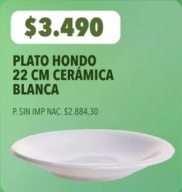Blanca - PLATO HONDO 22 CM CERÁMICA BLANCA