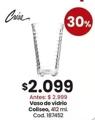 Coliseo - Vaso de vidrio , 412 ml. Cod. 187452
