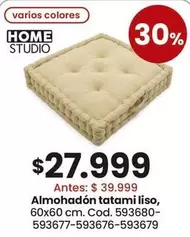 Tatami - Almohadón tatami liso, 60x60 cm. Cod. 593680-593677-593676-593679