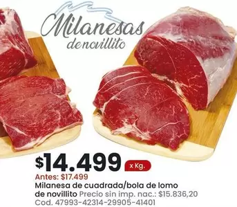 X$ - Milanesa de cuadrada/bola de lomo de novillito