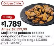 Origen - Mejillones pelados cocidos congelados