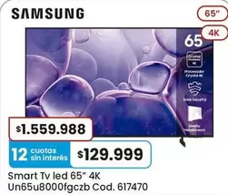 Samsung - Smart Tv led 65" 4K Un65u8000fgczb