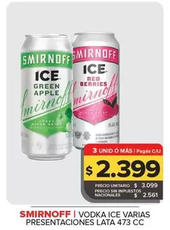 Smirnoff - Vodka Ice Varias Presentaciones Lata