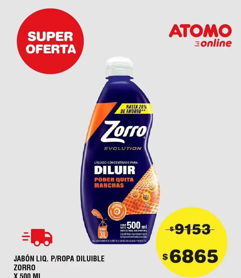 Zorro - JABÓN LIQ. P/ ROPA DILUIBLE