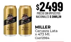 Miller - Cerveza Lata x 473 Ml. Cód:12984